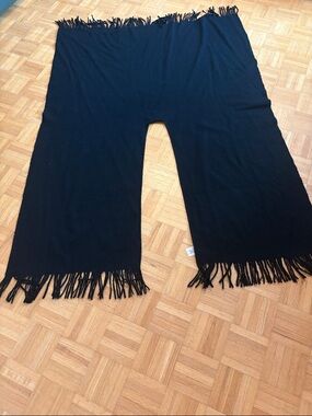 Alxiliary Black Fringe Knit Poncho Shawl